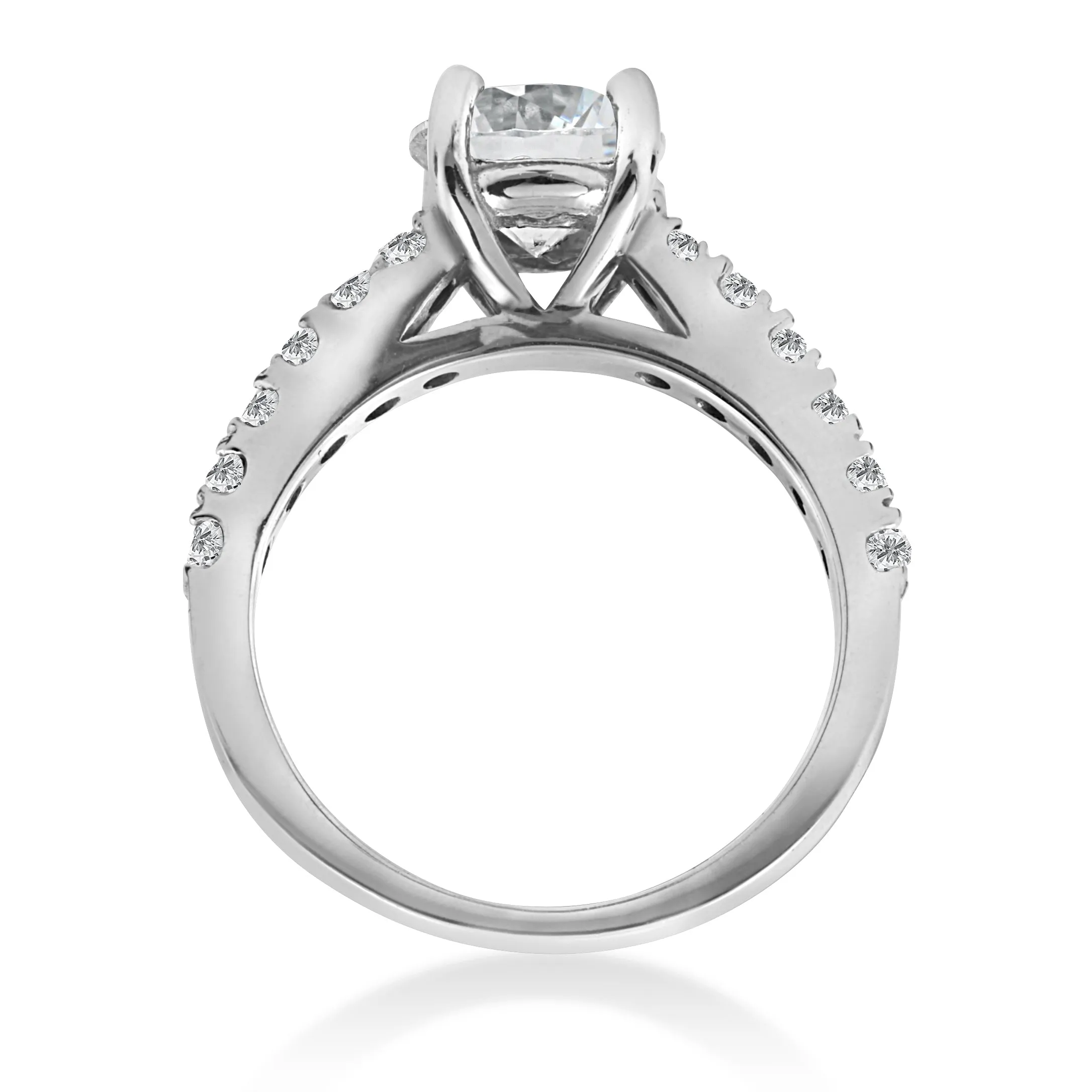 1 1/2 ct Diamond Solitaire With Accents Round Engagement Ring 14k White Gold