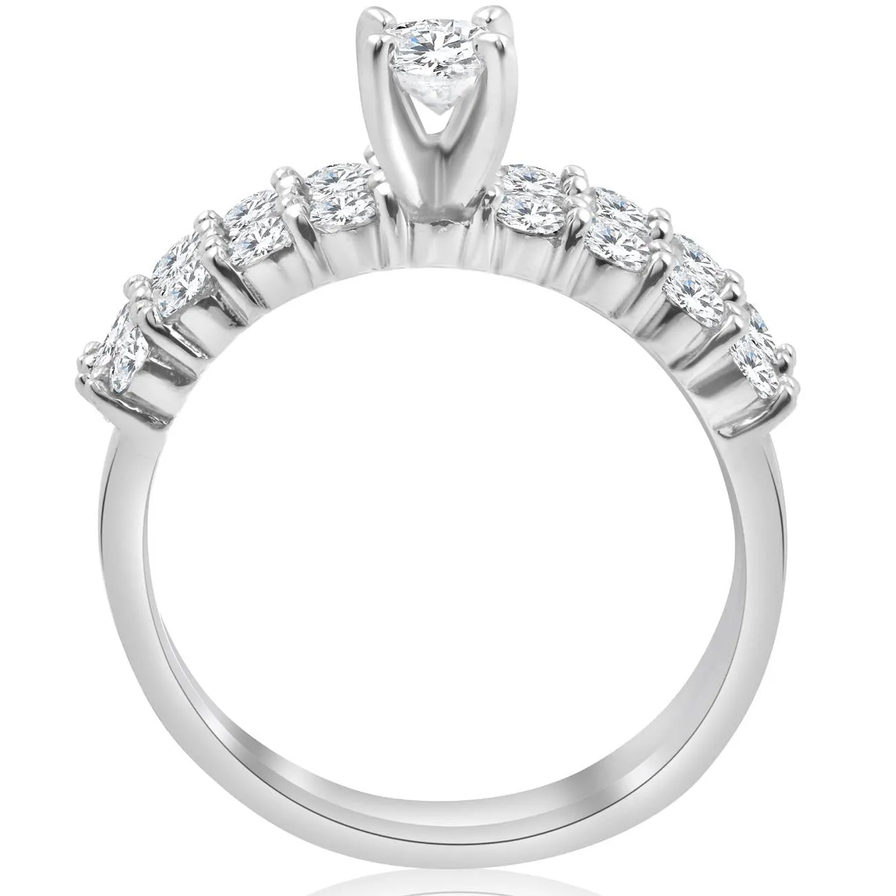 1 1/3 ct TDW Diamond Engagement Ring Wedding Set 14k White Gold