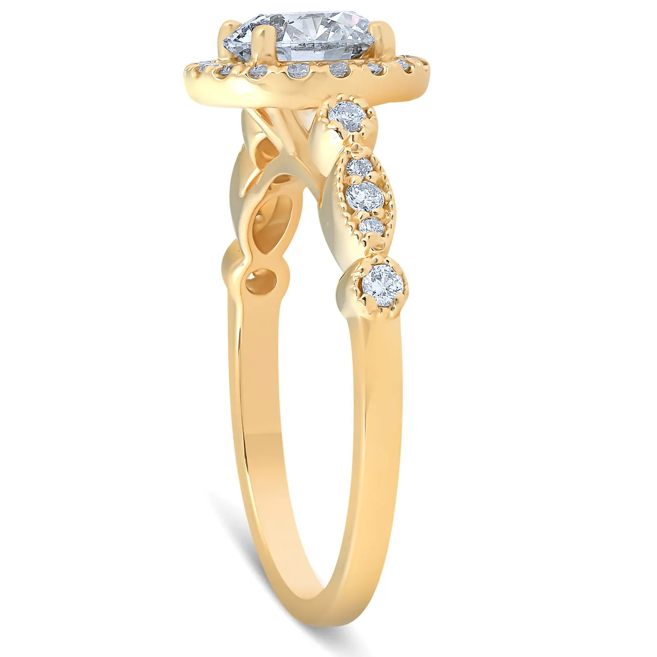 1 3/4 Ct Diamond Engagement Ring 14k Yellow Gold Halo Enhanced