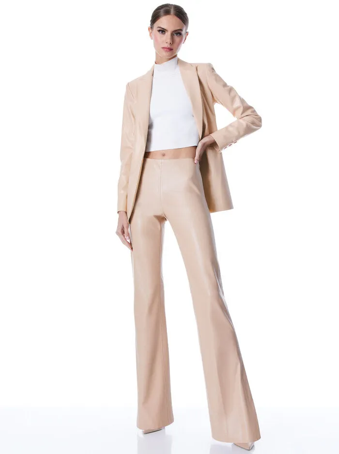 Alice   Olivia - Breann Vegan Leather Fitted Blazer - Almond