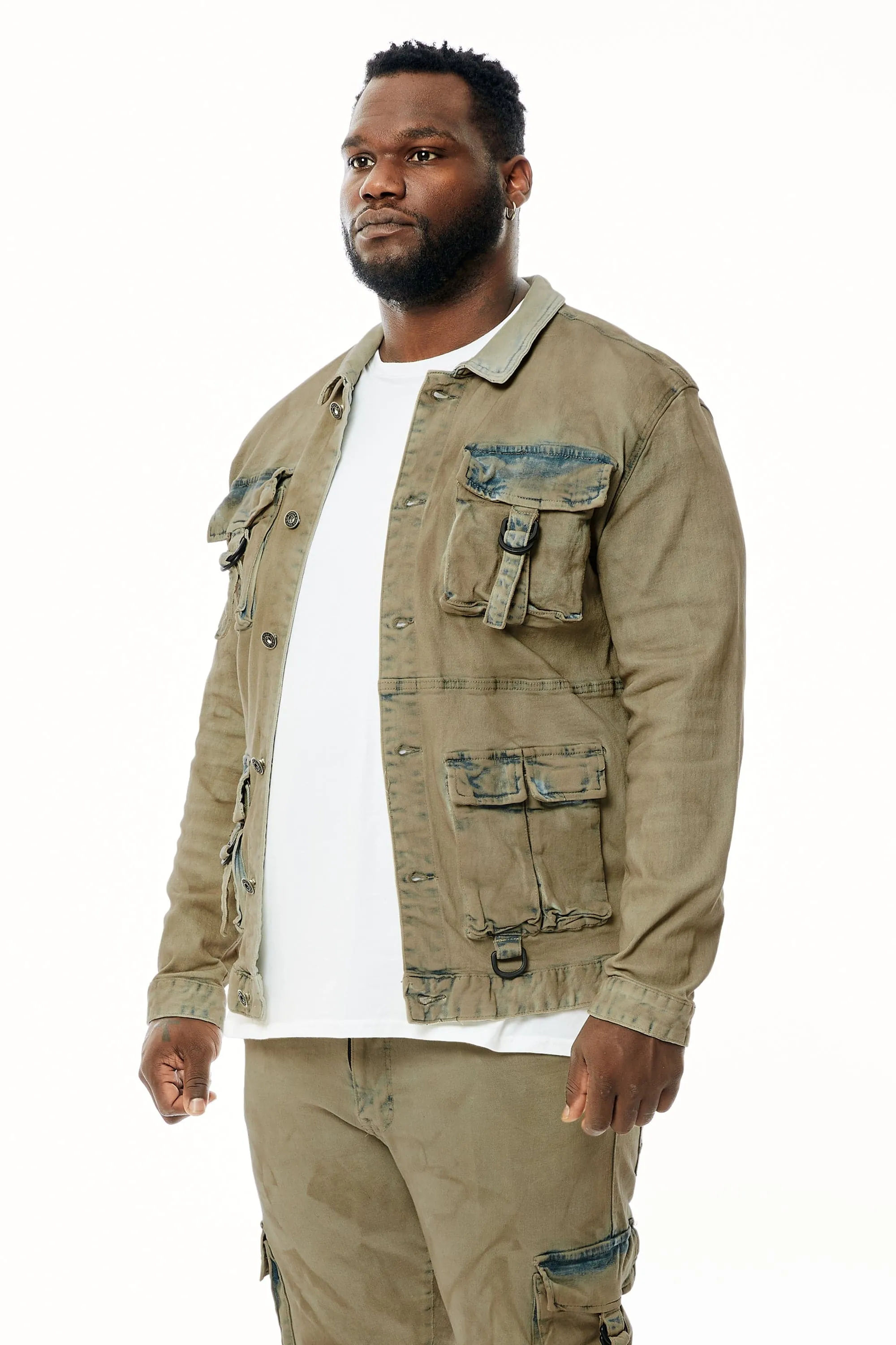 Big and Tall Overspray Utility  Jean Jacket - Hazelnut