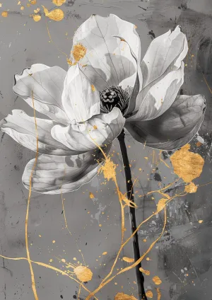 Black and white flower with gold details