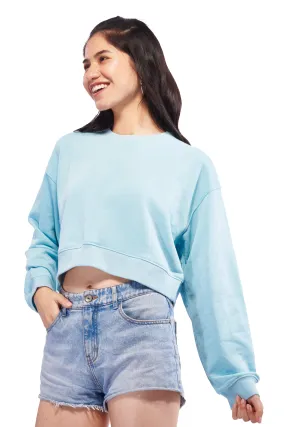 Blue Oversized Crop Sweatshirt