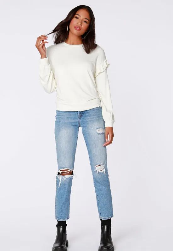 Bobi - Ruffle Sweatshirt Cream