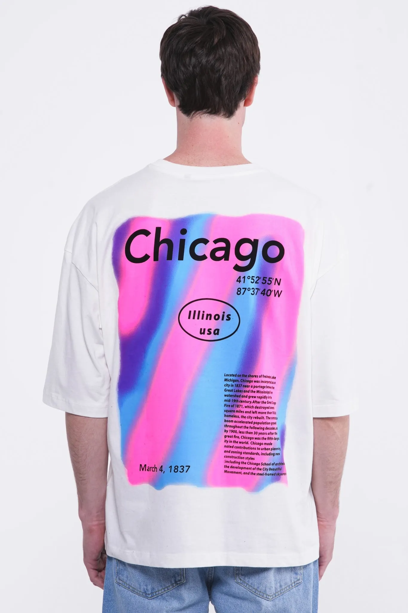 Chicago 1837 Oversized Tee White