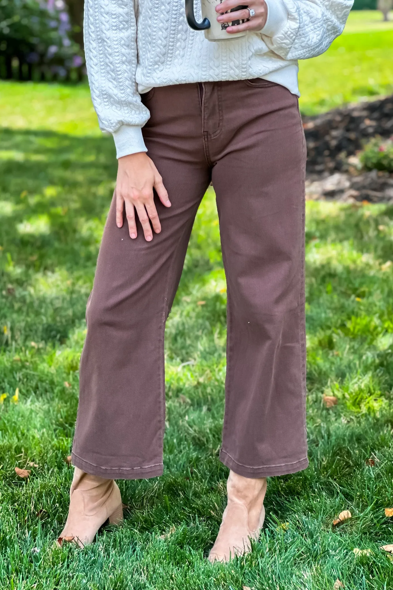 Coco Wide Leg Colored Denim Jean : Brown