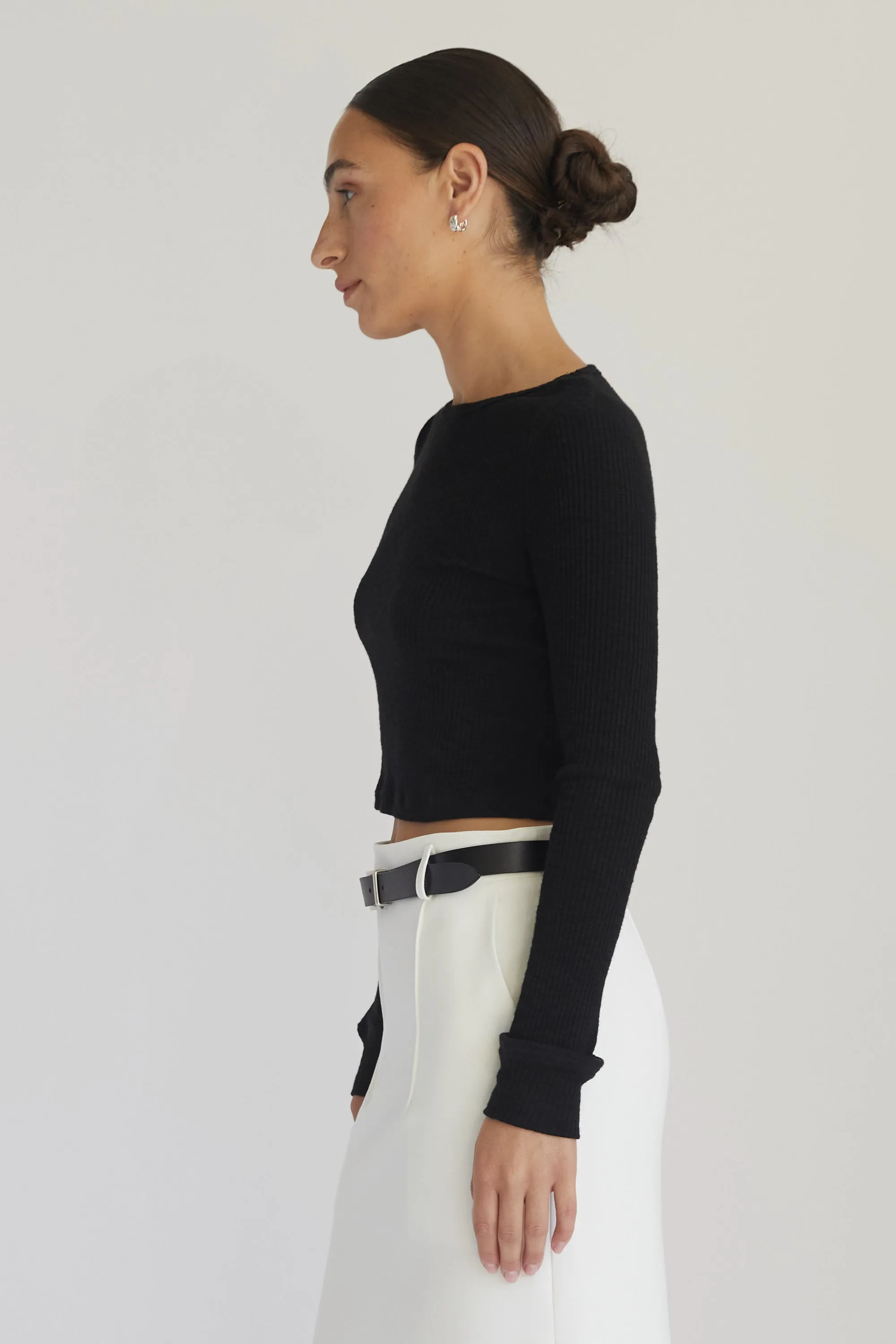 Cropped Fitted Long Sleeve Top