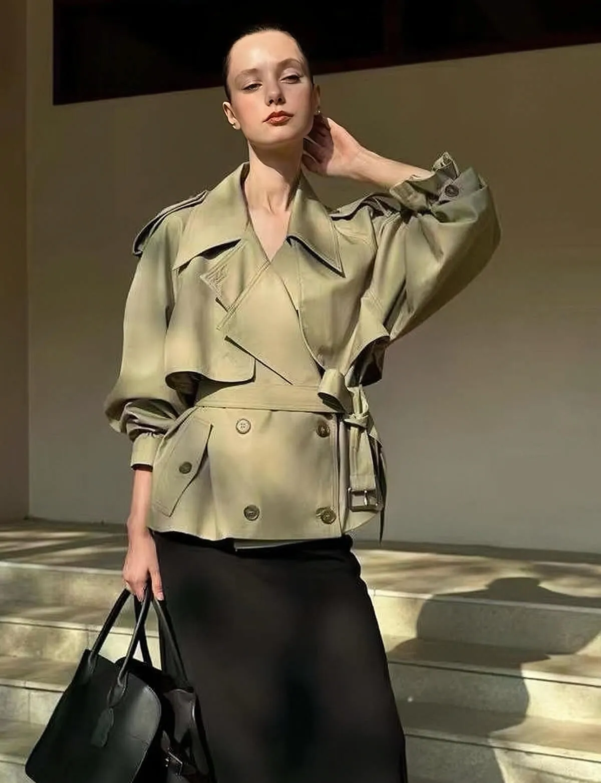 Cropped Oversize Khaki Jacket-PREORDER