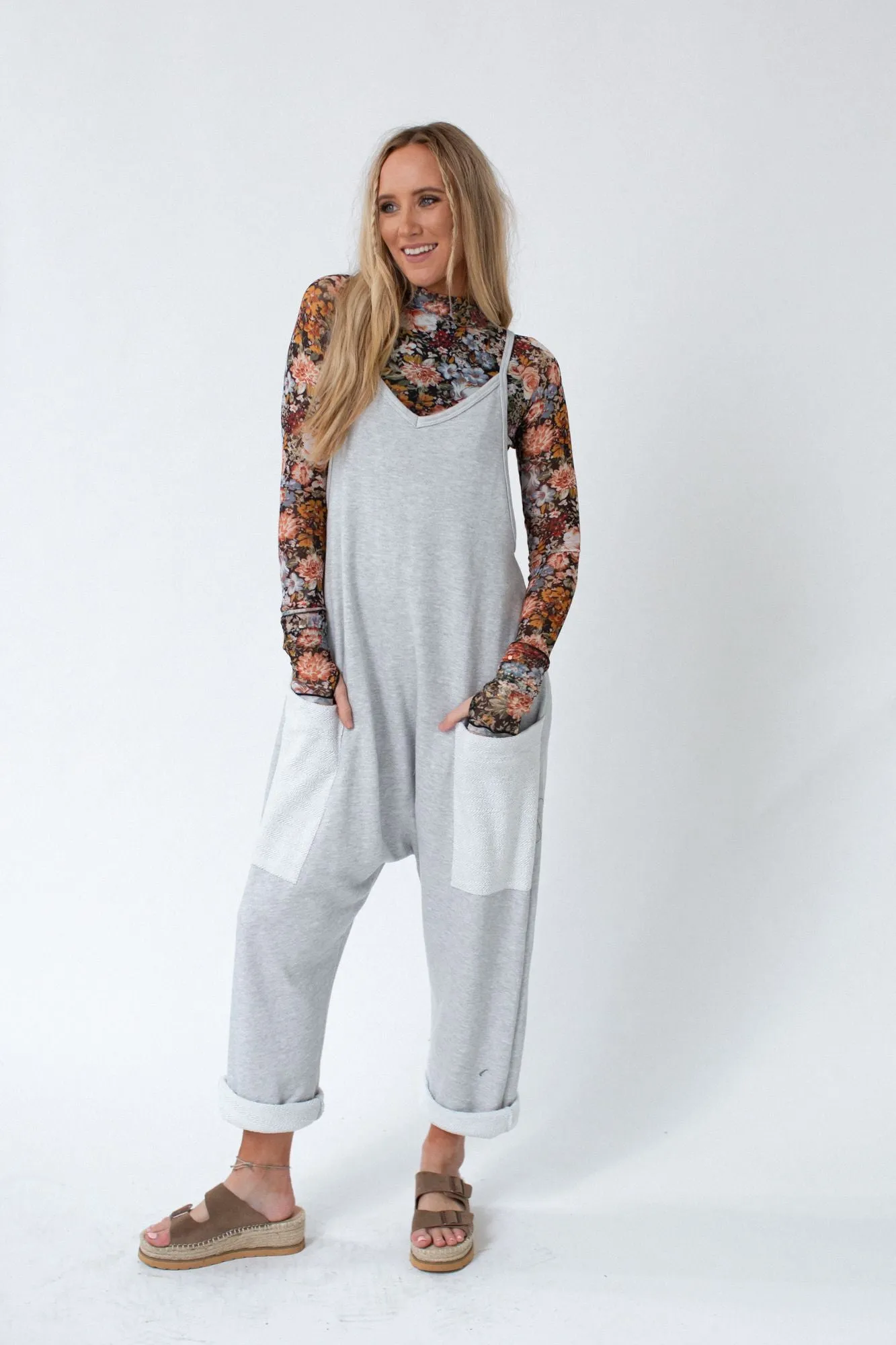 Desert Dunes Harem Jumpsuit - Heather Gray