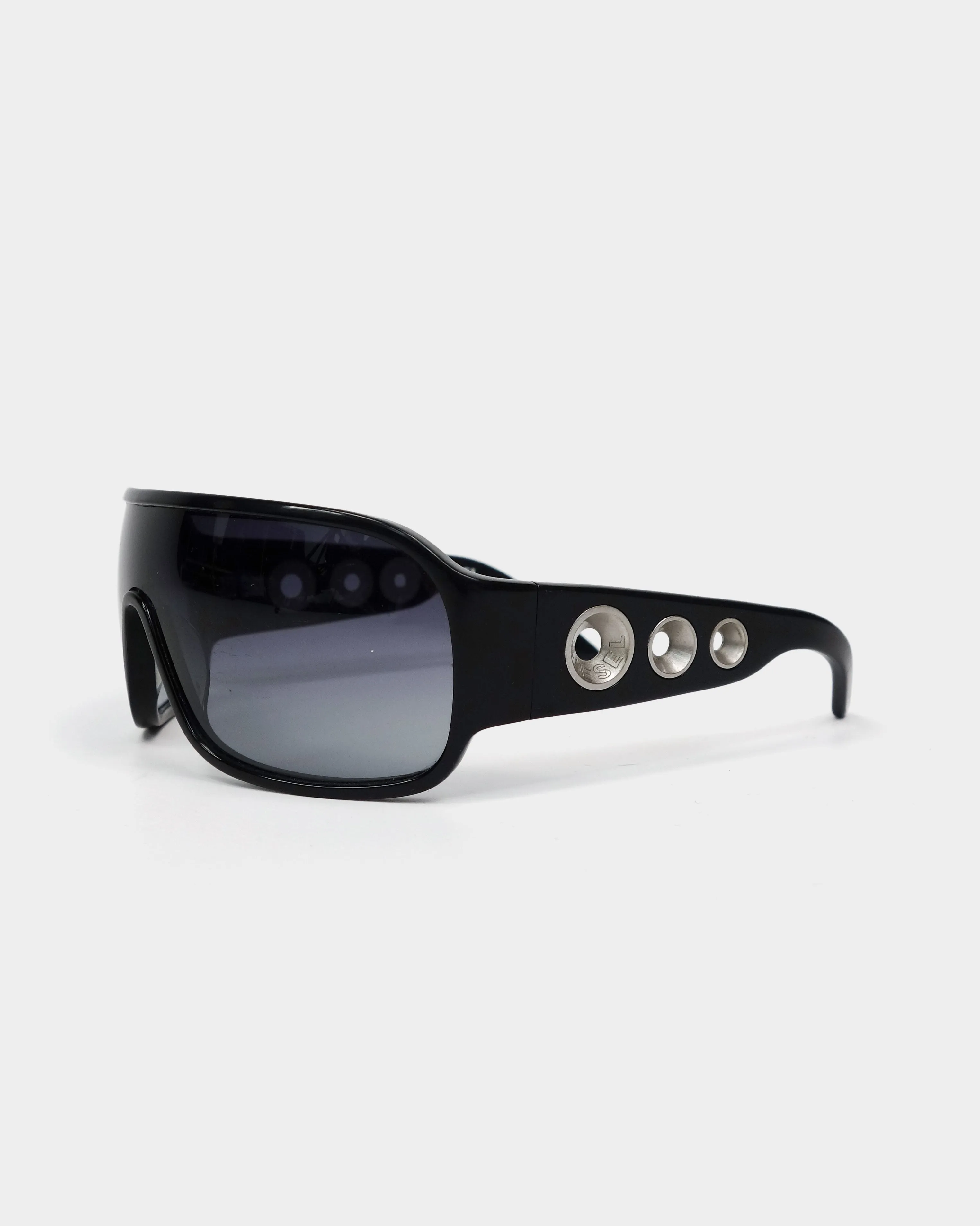 Diesel Black Mask Perforated Sunglasses 1990's