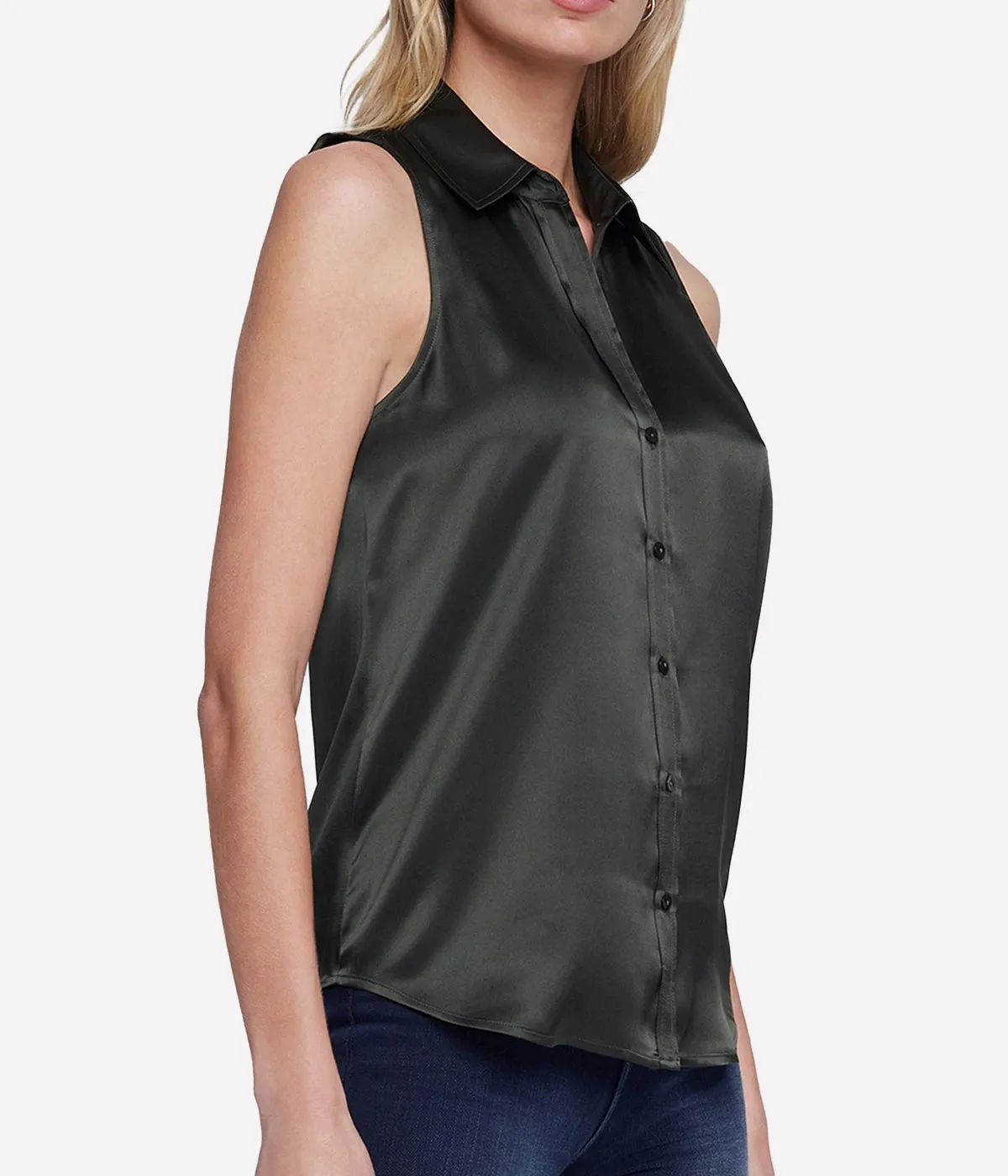 Emmy Sleeveless Blouse in Army