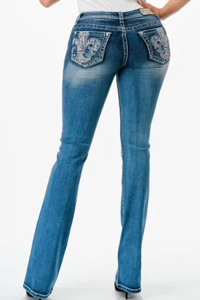 Flu De Lee Embellishment Mid Rise Bootcut Jeans