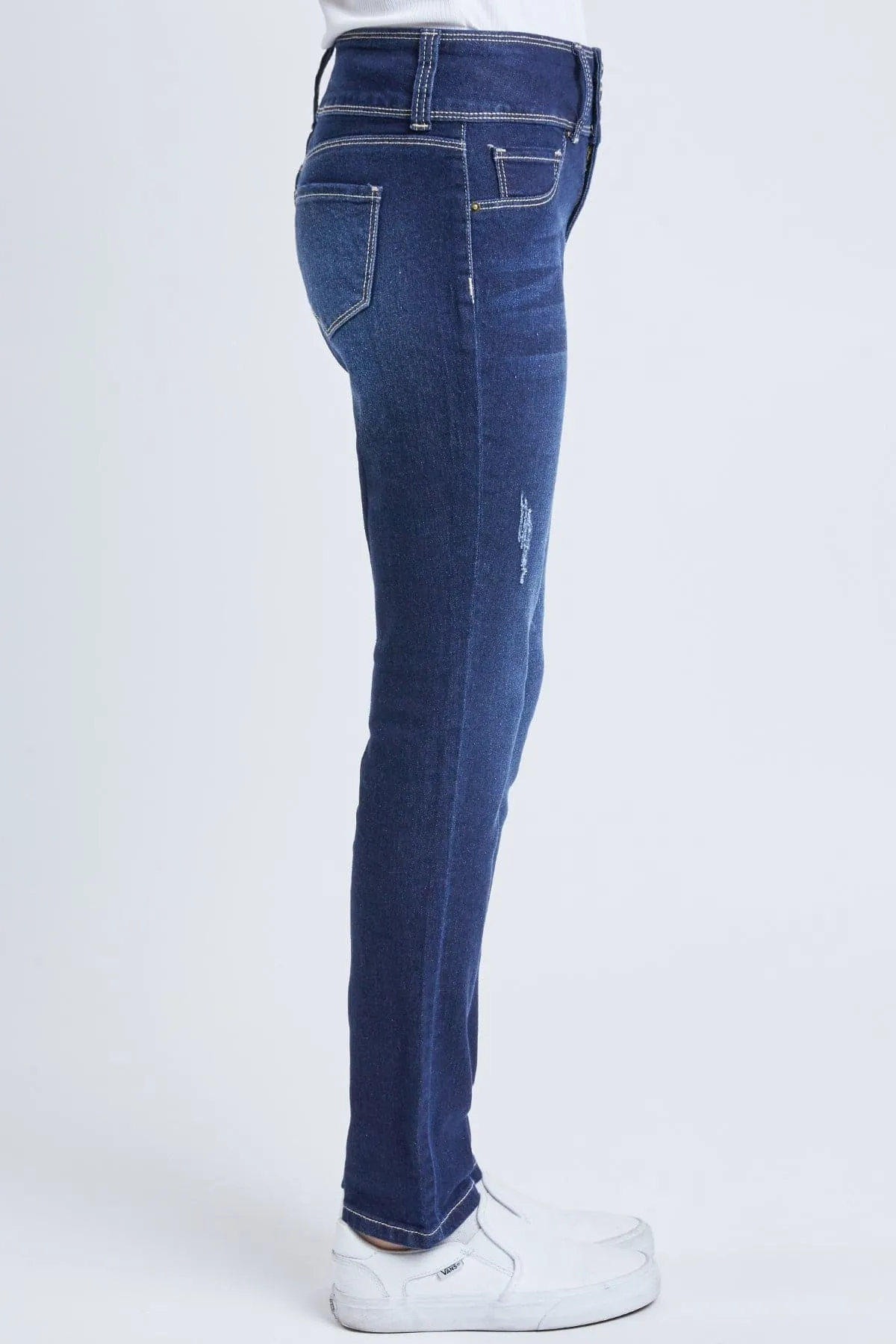 Girls 3 Button Essential Skinny Jeans With Faux Front Pockets