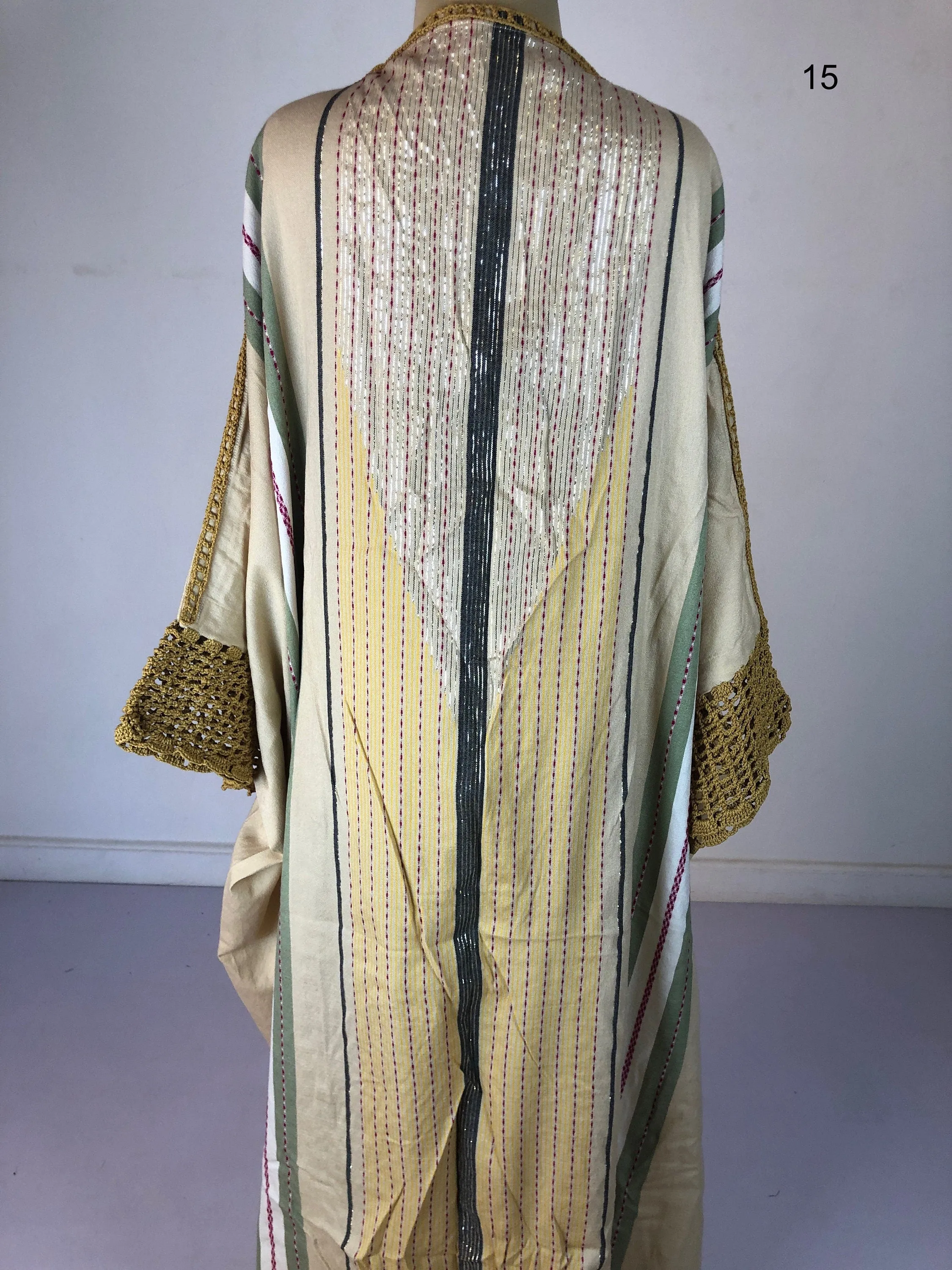 Hand loomed Beige Abaya with crochet details, Winter Abaya, Winter Wool Kimono, Beige Kimono, Kimono, Abaya, Handmade Abaya, Abaya for women