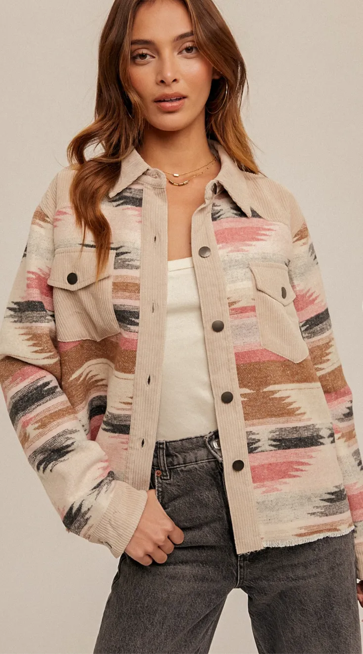 Hem & Thread Aztec Print Crop Jacket