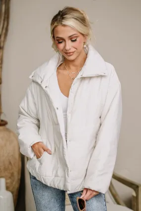 Here To Stay Puffer Jacket | White