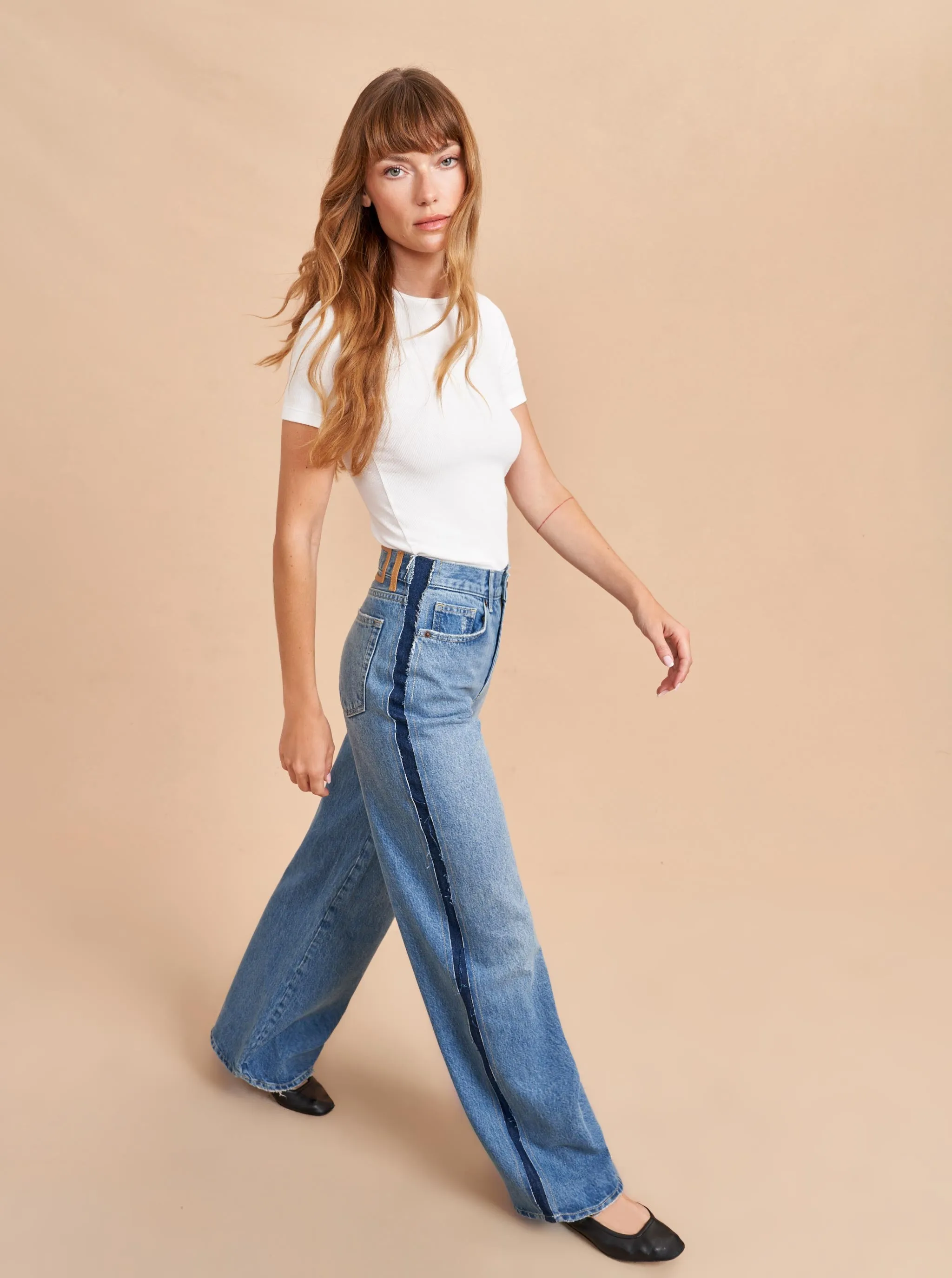 Isadora High-Rise Wide-Leg Side Stripe Jean