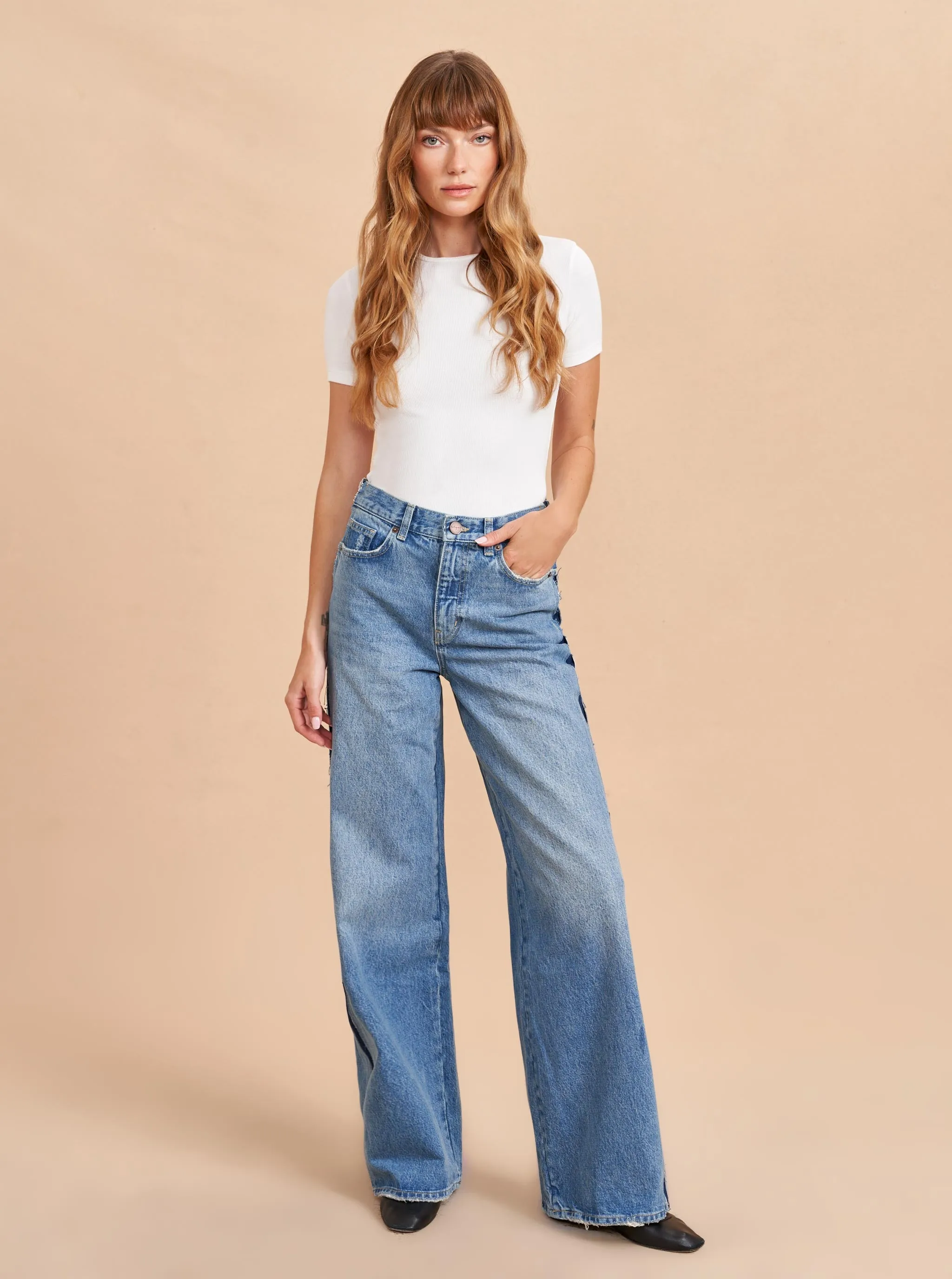 Isadora High-Rise Wide-Leg Side Stripe Jean