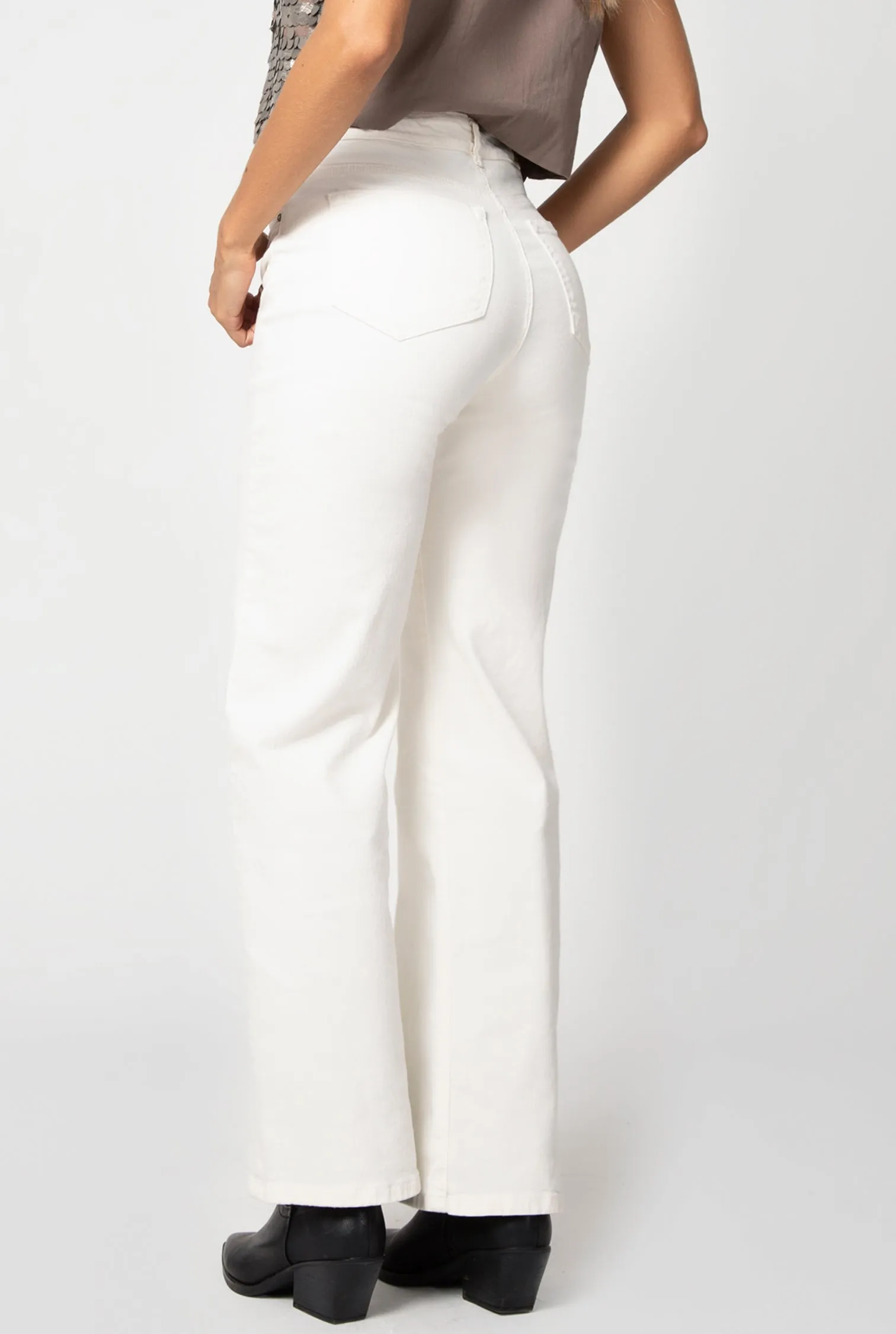 JEAN DAMA WIDE LEG IVORY RF 9709