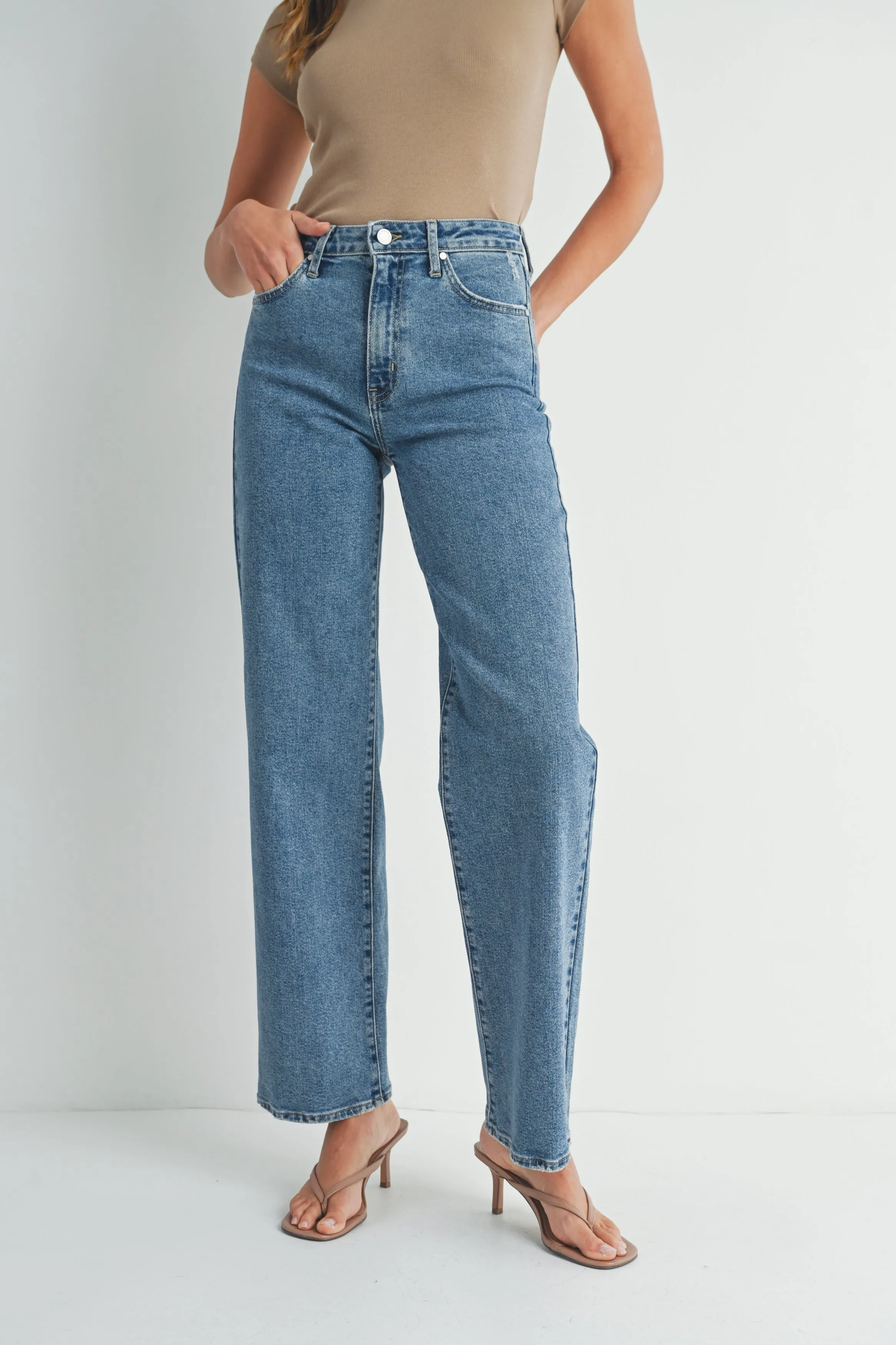 Jean large jambes longues medium denim