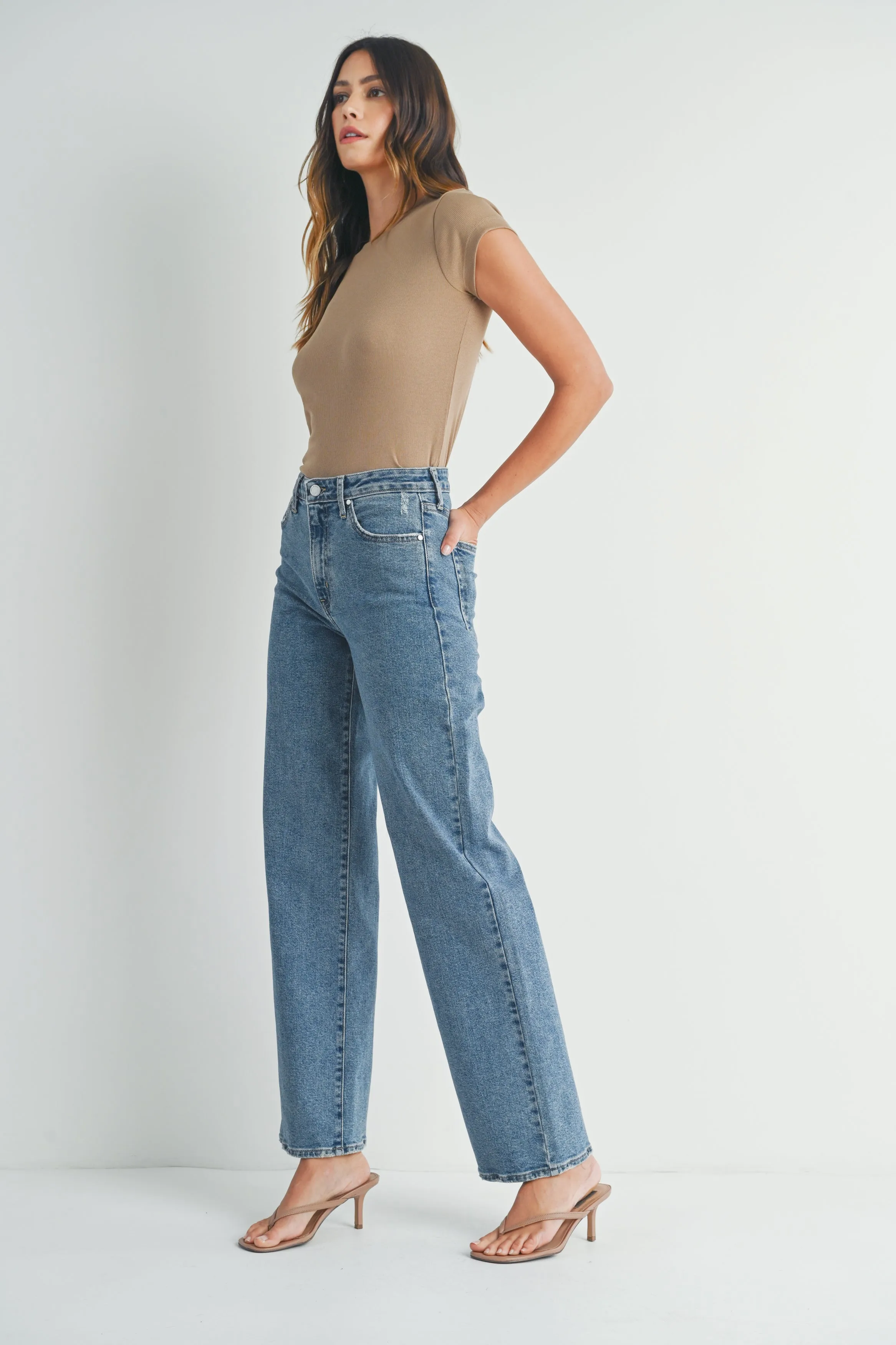 Jean large jambes longues medium denim