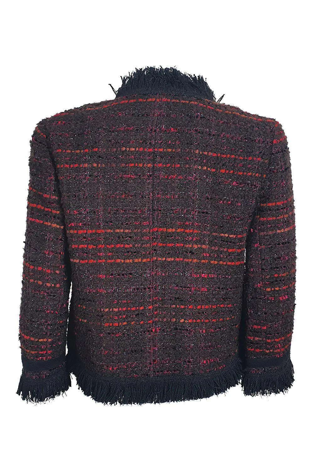 KATE SPADE New York Bittersweet So Foxy Multi Tweed fringe Jacket (US 0)