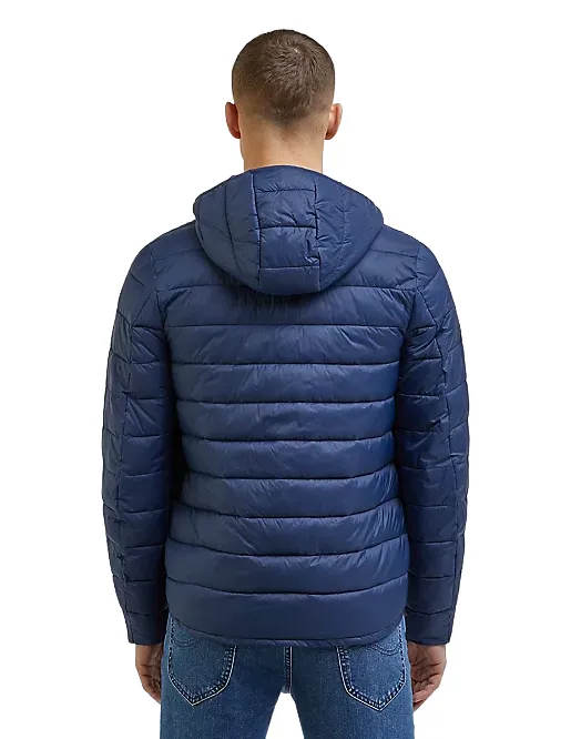 Lee light down jacket with hood for men Puffer 112342992 blue