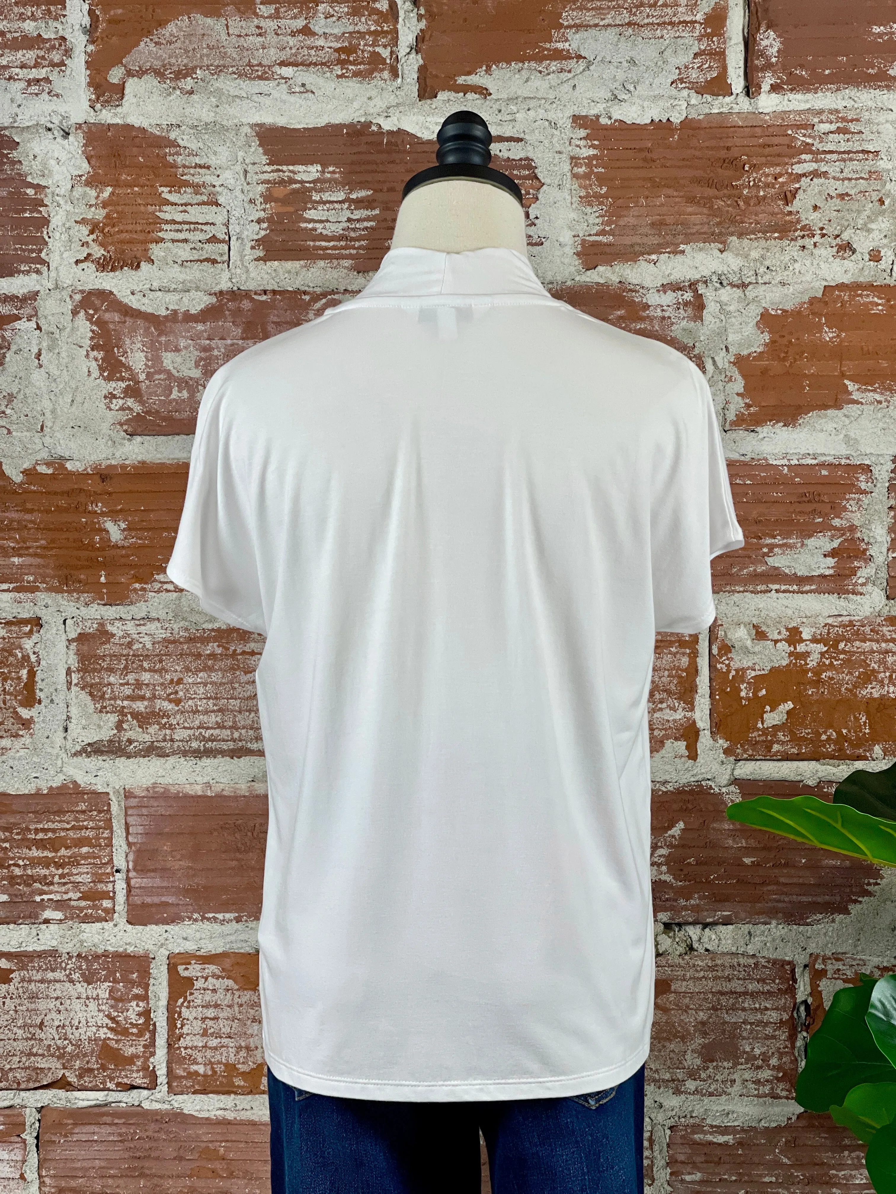 Liverpool Shawl Collar Top in White