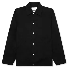 Logo Print Shirt Jacket - Black