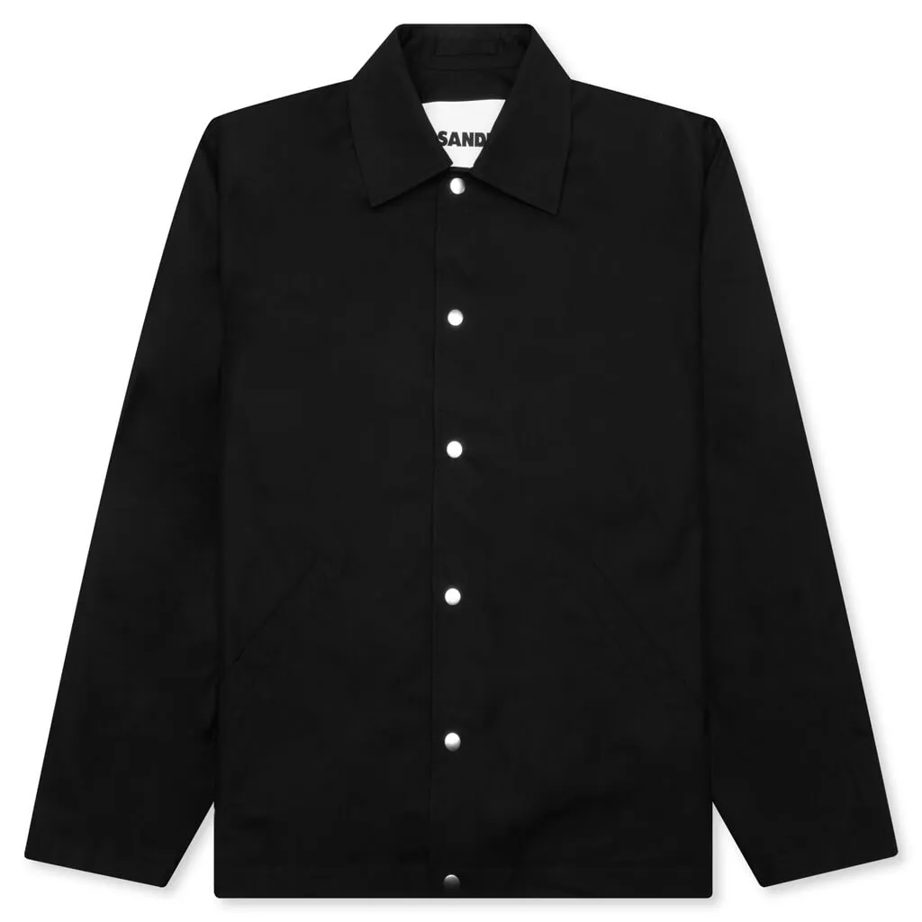 Logo Print Shirt Jacket - Black