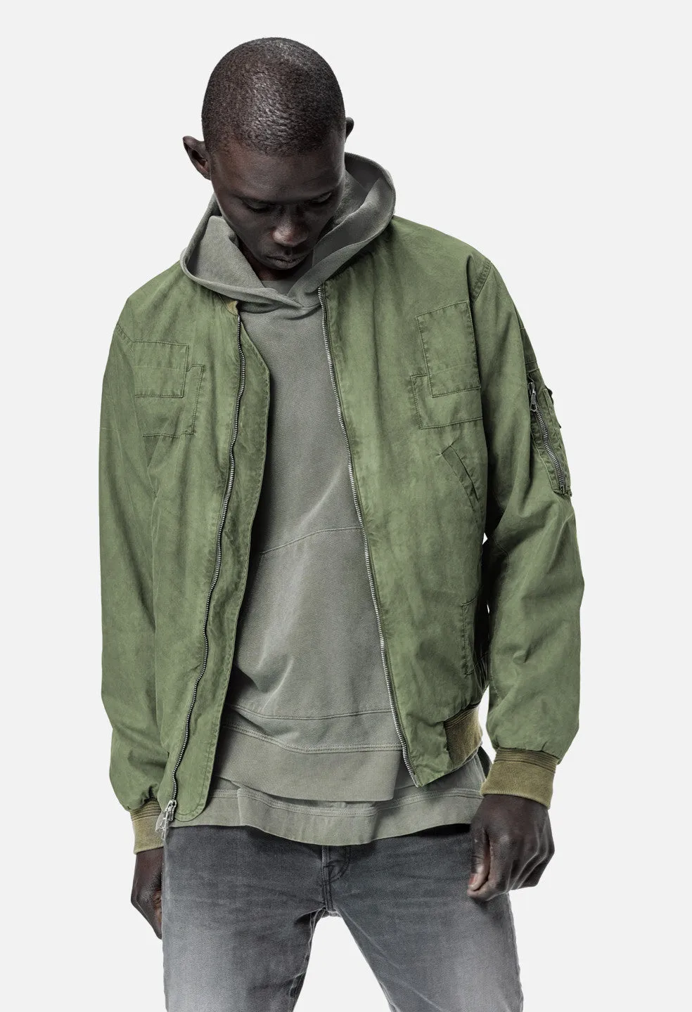 Paneled Flight Jacket / Olive