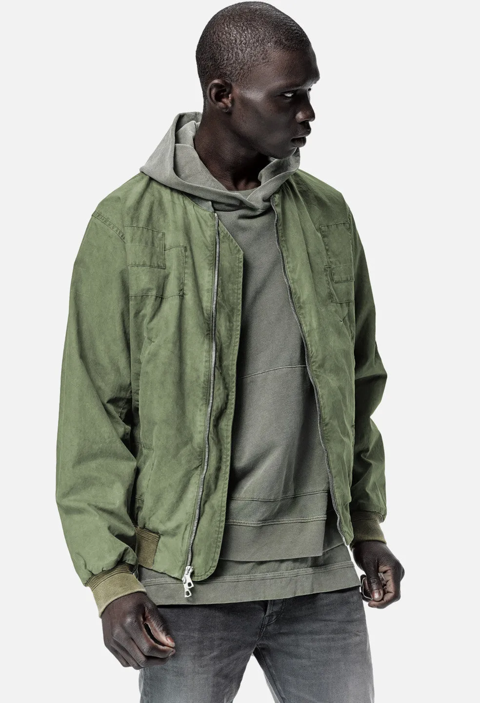 Paneled Flight Jacket / Olive