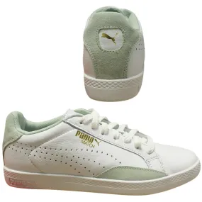 Puma Match Sports White Green Womens Lace Up Leather Trainers 357543 12 Z43A