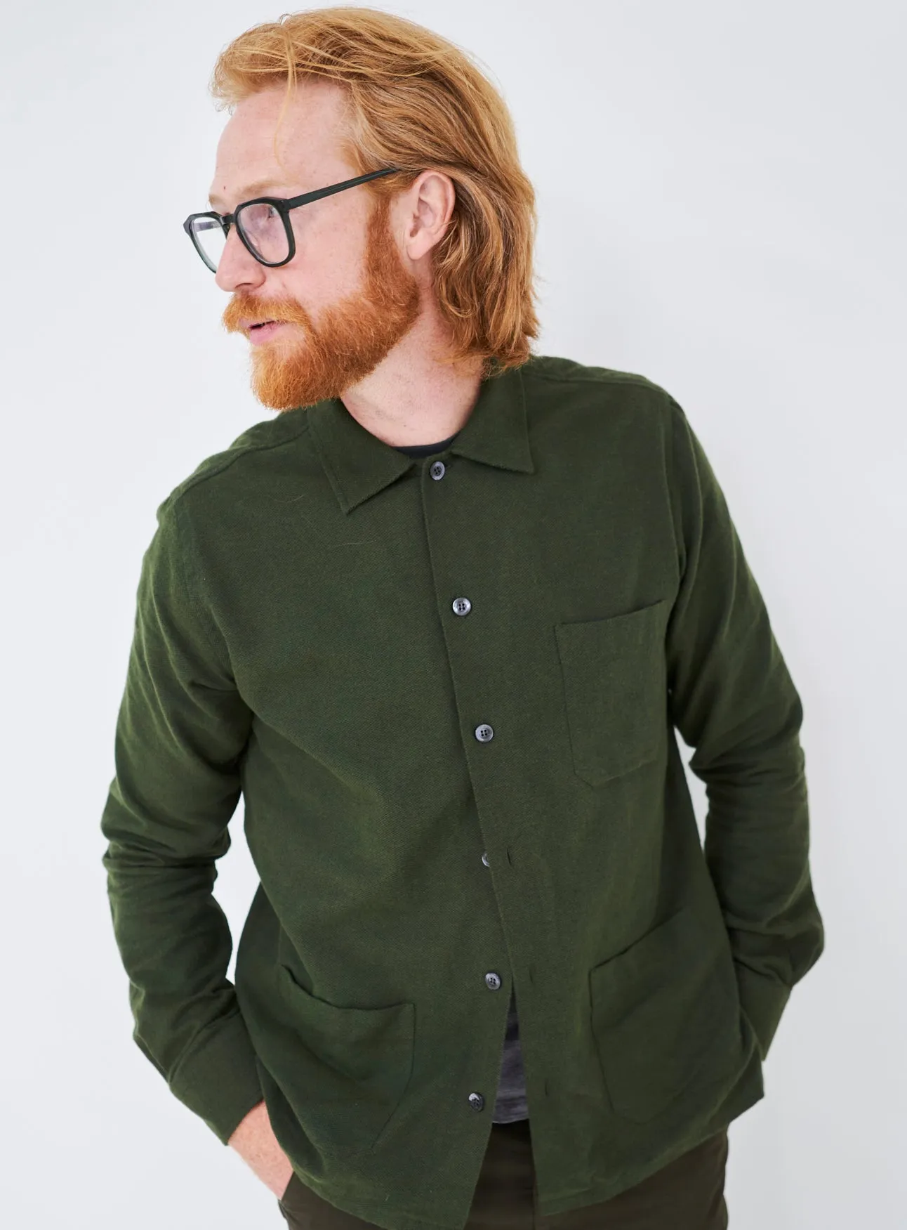 Recycled Italian Green Flannel Shirt Jacket