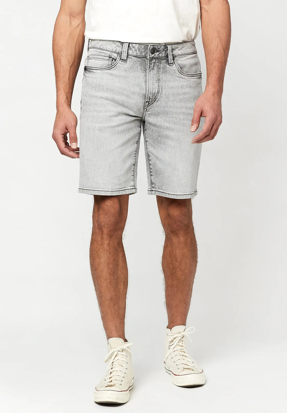 Relaxed Straight Dean Acid Creased Grey Shorts - BM22773