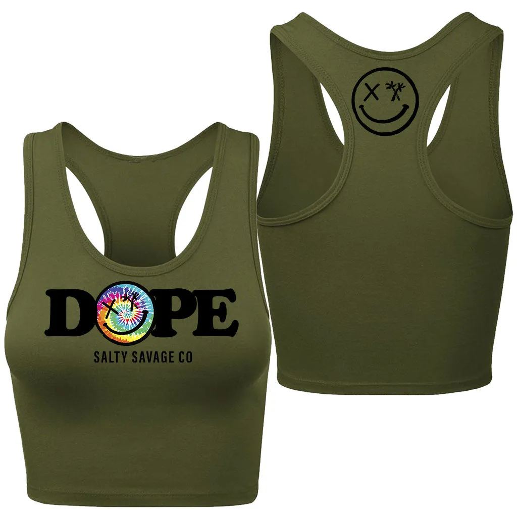 Salty Savage Ladies "DOPE" Racerback Crop Tank