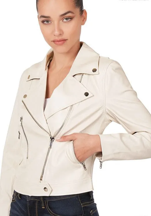 Sight In White Moto Jacket