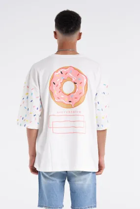 Sprinkle Donut Oversized Tee White