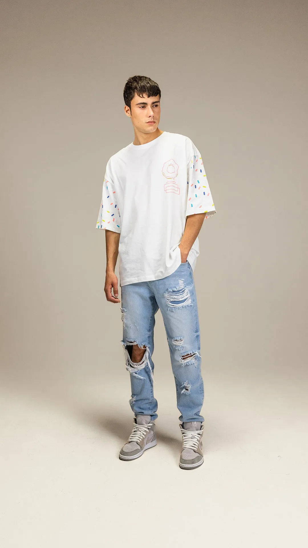 Sprinkle Donut Oversized Tee White