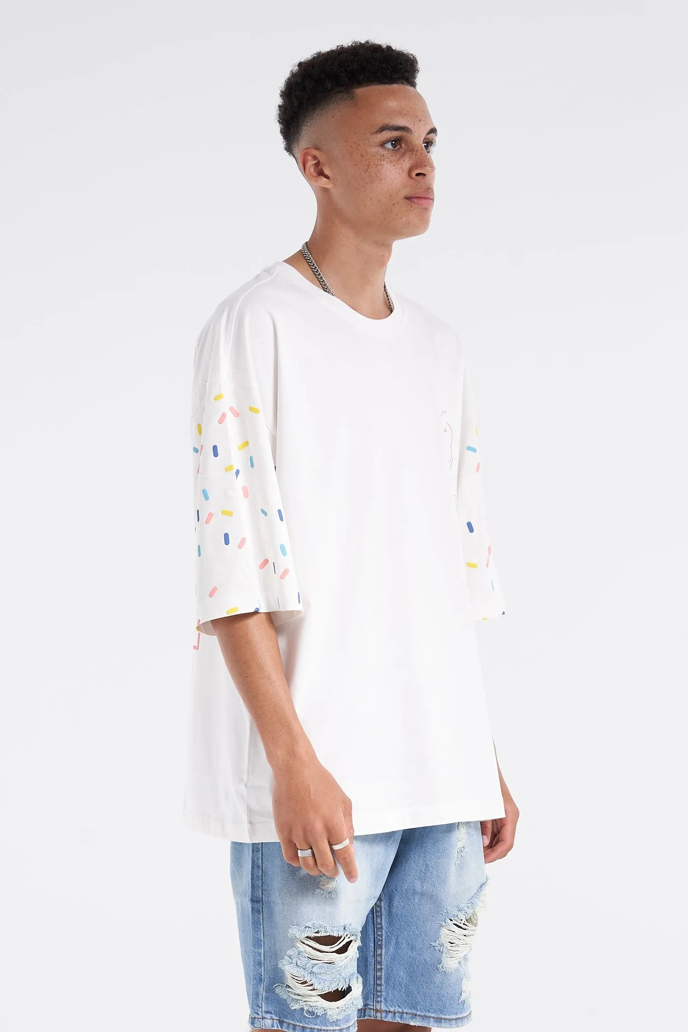 Sprinkle Donut Oversized Tee White