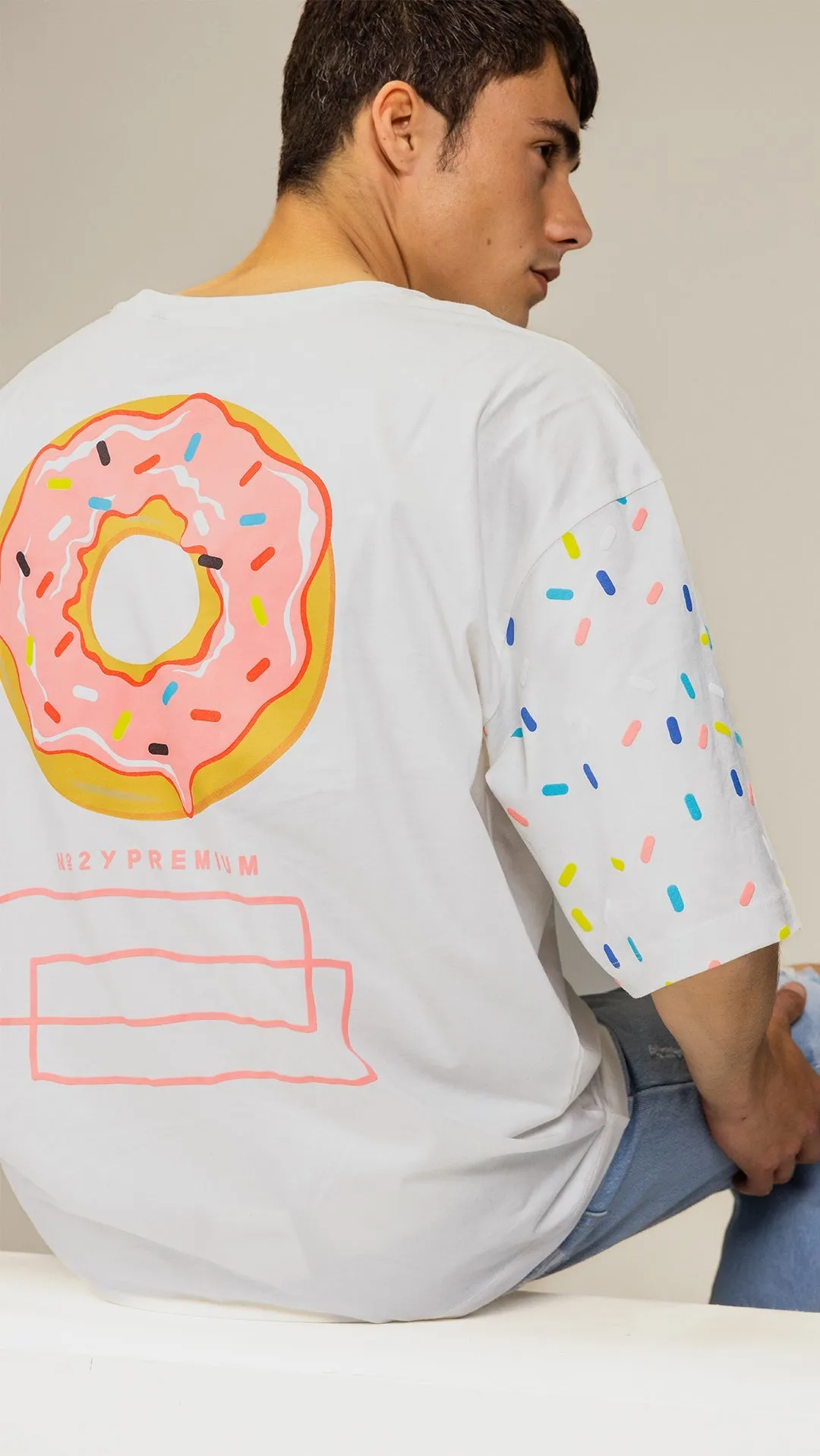 Sprinkle Donut Oversized Tee White