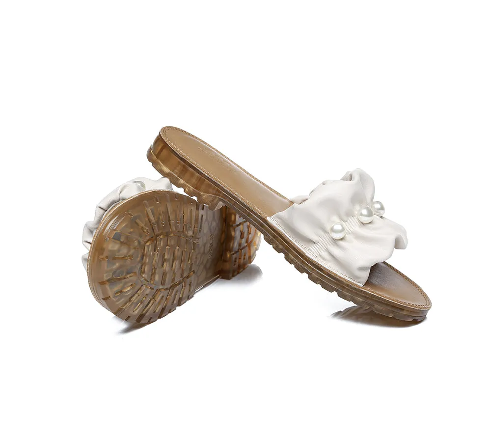 TARRAMARRA Leather Flat Slides With Pearls Women Linita