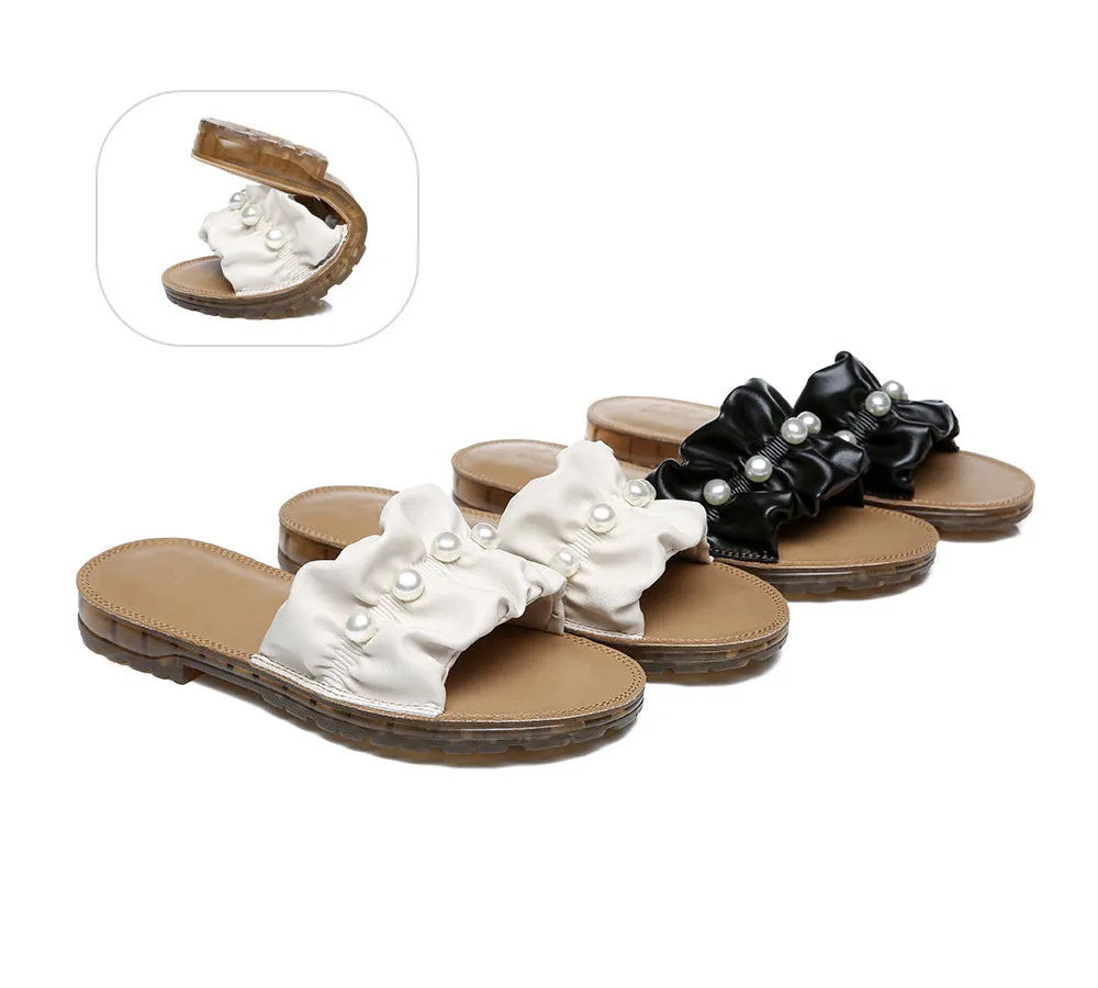 TARRAMARRA Leather Flat Slides With Pearls Women Linita