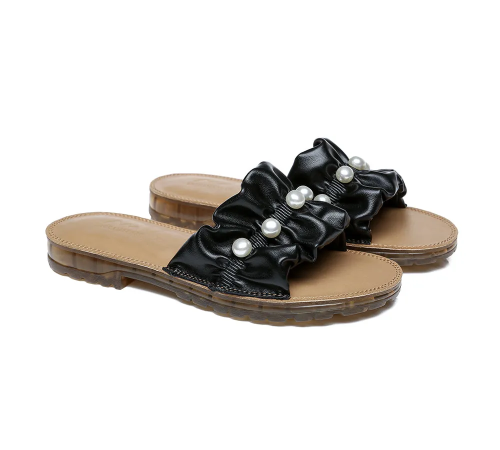 TARRAMARRA Leather Flat Slides With Pearls Women Linita