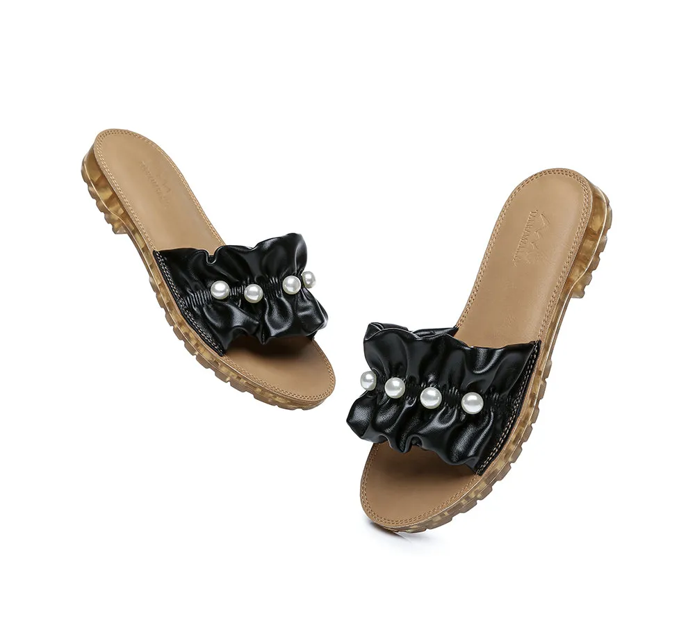 TARRAMARRA Leather Flat Slides With Pearls Women Linita