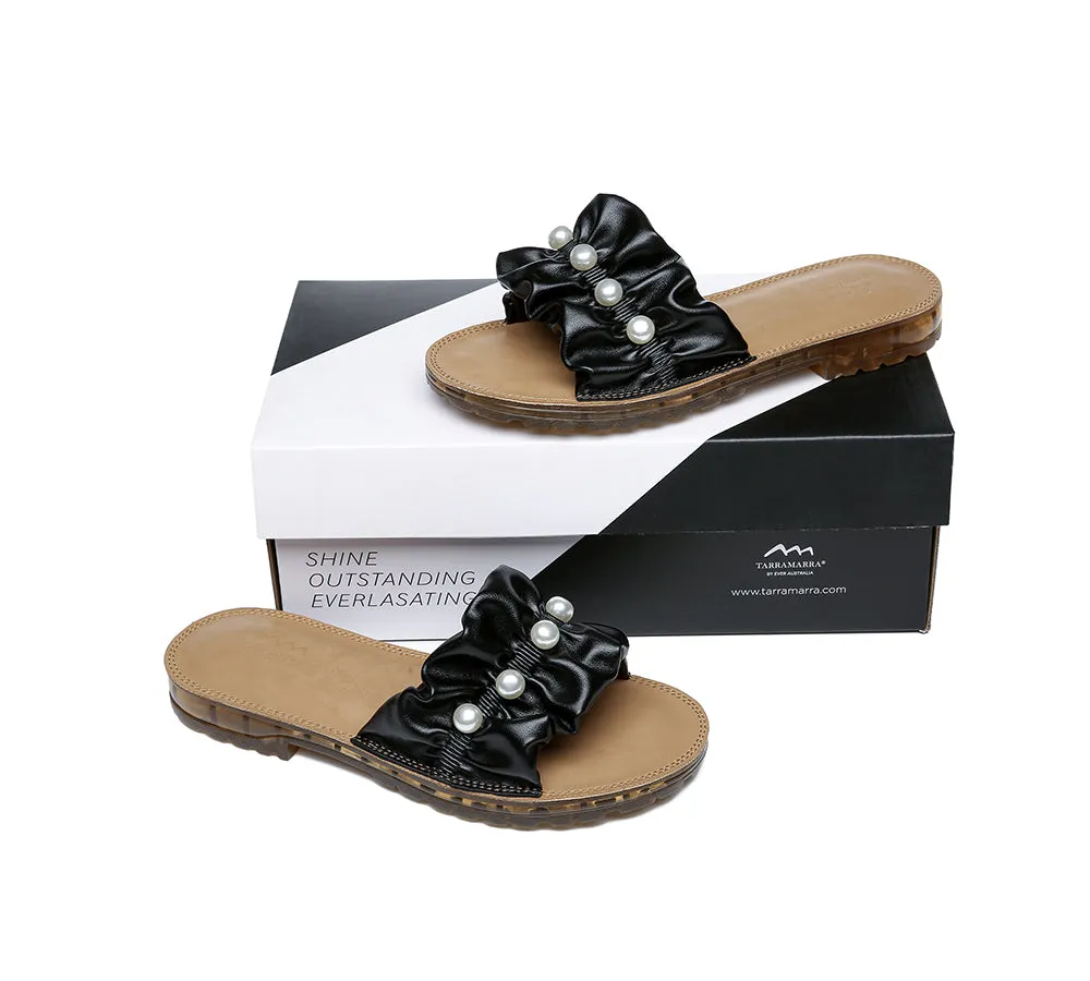 TARRAMARRA Leather Flat Slides With Pearls Women Linita