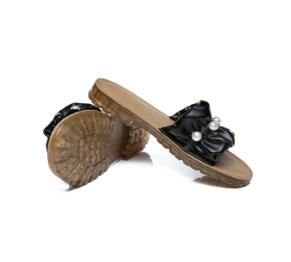 TARRAMARRA Leather Flat Slides With Pearls Women Linita