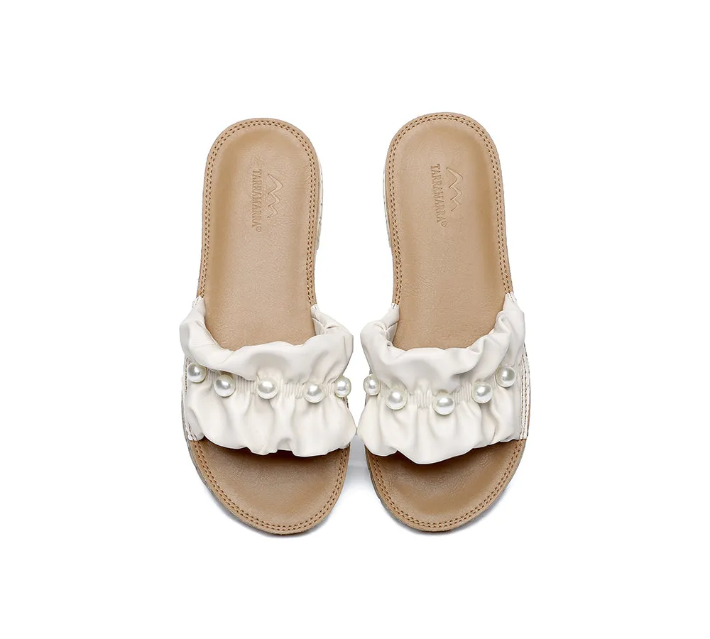 TARRAMARRA Leather Flat Slides With Pearls Women Linita