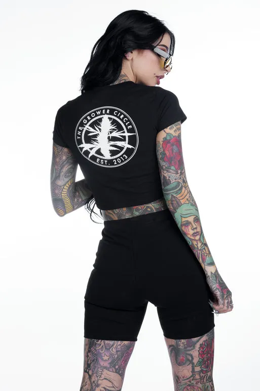 TGC Womens Black Short Sleeve Crop