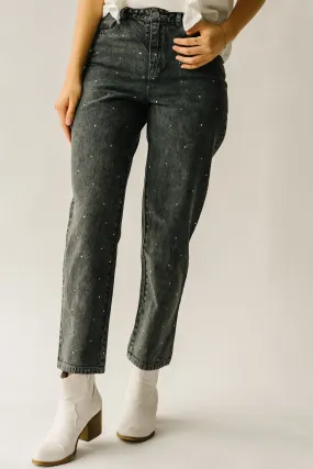 The Dana Rhinestone Jean in Washed Grey